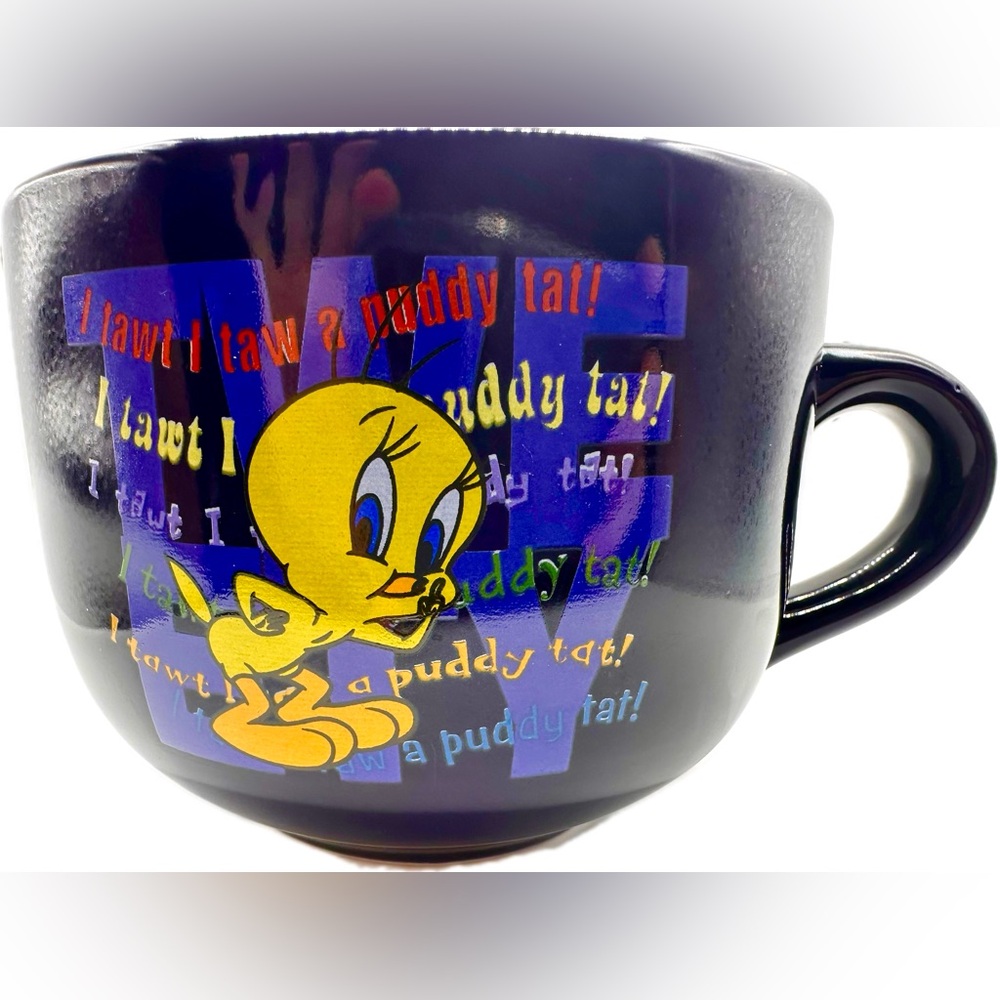 Vintage 1999 Looney Tunes Tweety Bird Cappuccino Coffee Cup/Soup Mug Navy
Blue